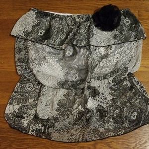 Black & White Strapless Blouse